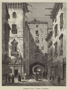 Croquis en Espagne, une rue de Barcelone - Samuel Read